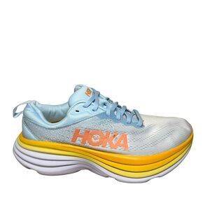 Women’s Bondi 8 Hoka One One Sky Blue and Yellow Athletic Shoes size 7.5 D